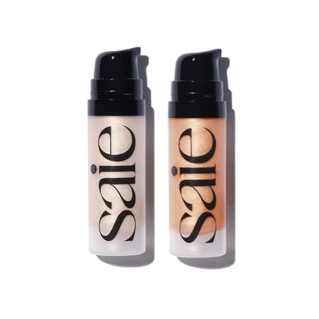 Saie Glowy Super Gel Mini Duo - Includes Starglow + Sunglow Lightweight Illuminator for Glowing Skin, Wear Alone or Under Makeup - 2 Products, 0.5 Fl Oz Each