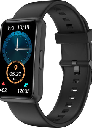 HUAKUA Fitness Tracker No Bluetooth No APP No Phone Needed, Fitness Watch for Men Women Parents IP68 Waterproof with Full Touch Screen Steps Calories Counter Sleep Tracker Alarm Clocks (Black)