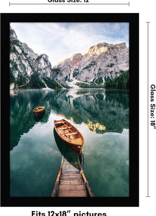 Americanflat 12x18 Poster Frame with Shatter-Resistant Glass - Signature Collection - Gallery-Style Frames Made of Engineered Wood - Photo Frame for Wall Display - Black