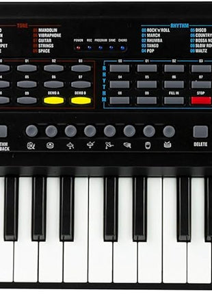 RockJam 49 Key Keyboard Piano with Power Supply, Sheet Music Stand, Piano Note Stickers & Simply Piano Lessons, Black