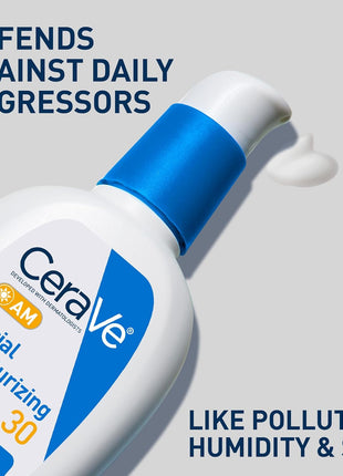 CeraVe AM Oil Face Moisturizer Lotion, Sunscreen for Face, SPF 30, 3oz | Skin Care with Hyaluronic Acid & Niacinamide, Oil-Free Moisturizer For Men & Women, Daily Non-Comedogenic Face Sunscreen