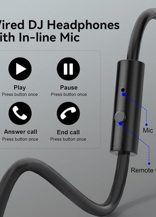 OneOdio Wired Over Ear Headphones Hi-Res Studio Monitor & Mixing DJ Stereo Headsets with 50mm Drivers and 1/4 to 3.5mm Jack for AMP Computer Recording Podcast Keyboard Guitar Laptop - Black