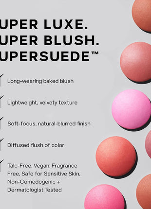 Saie Blush & Brush Duo - SuperSuede Baked Blush in Grazie (.01 oz) & Powder Blush Brush - Talc-Free, Moisturizing Blush with Vegan, Fluffy Brush for Seamless Application