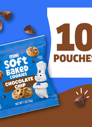 Pillsbury Mini Soft Baked Cookies, Chocolate Chip, Snack Bags, 10 Ct, 10 oz