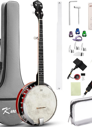 Kmise Banjo, 5 String Banjos with Remo Head Full Size 38 Inch Closed Back with Removable Resonator, Strings Pack, Finger Picks, Strap, Case, Tuner Set Accessories for Starter Adults Beginner Gift