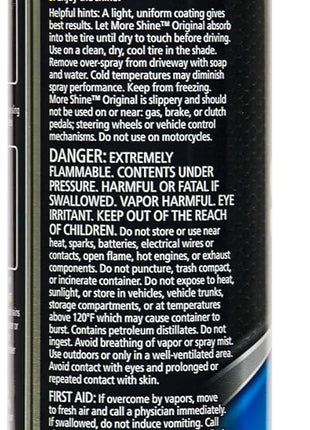 Stoner Car Care 91044 Original More Shine Tire Shine Spray – Tire Dressing Restores Deep Matte Black Finish with Long-Lasting Rain-Resistant Protection, Dry-to-Touch – 12 oz