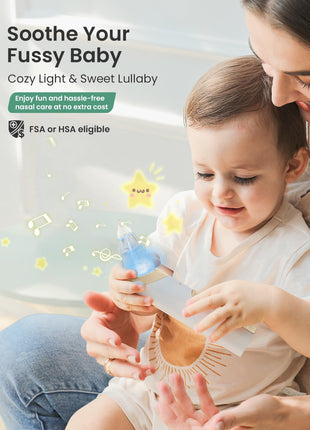 GROWNSY Nasal Aspirator for Baby, Electric Baby Nose Sucker, Automatic Nose Cleaner with Larger Suction Chamber and More Powerful Suction, Music and Light Soothing Function, Beige