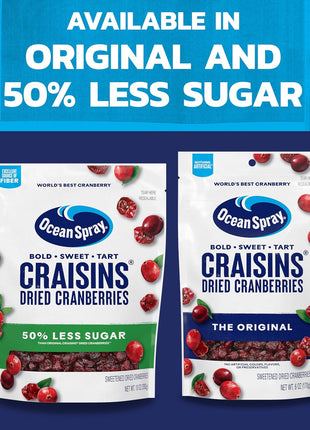 Ocean Spray® Craisins®, 50% Less Sugar Dried Cranberries, Dried Fruit, 20 Oz Pouch