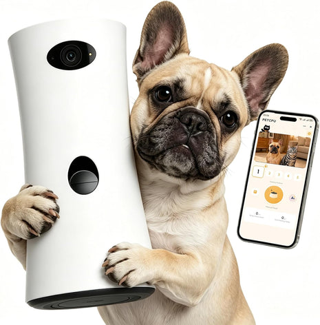 Pet Camera Treat Dispenser, 360° Pet Dog Security Cameras with Phone App, WiFi 5G/2.4G, Two Way Audio, Night Vision, Remote Treat Tossing, Motion Alert for Home Indoor Pet Cat Puppy Monitoring