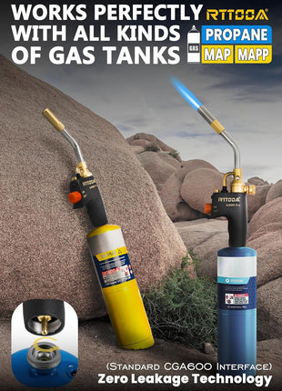 RTTOOA Propane Torch Head, GJ-8000pro High Intensity Torch Head, Trigger Start Gas Torch Kit for Propane, Pencil Flame Welding Torch Fuel by Mapp/Map/Propane, Soldering, Cooking(CSA Certified)