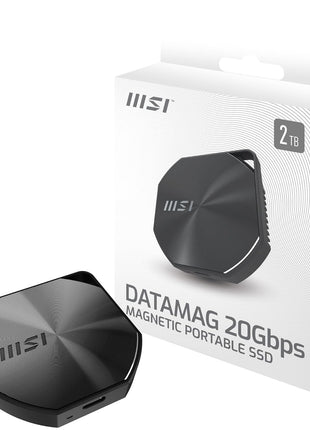 MSI DATAMAG 20Gbps 2TB Portable SSD, 2TB External Solid State Drive, Speeds Up to 1600MB/s, USB-C, Reliable Storage for Gaming, Students, Professionals, Black
