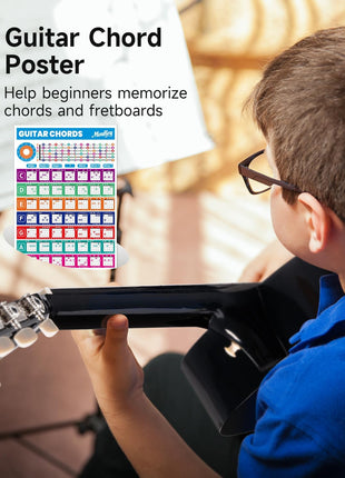 Moukey 38" Acoustic Guitar for Beginners Kids Youth Adult Dreadnought Guitarra Acustica Kit with Chord Poster, Gig Bag, Tuner, Picks, Nylon Strings, Capo, Strap - Black