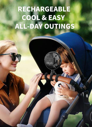 AMACOOL Battery Operated Stroller Fan, Portable Clip On Fan Rechargeable | Baby Travel Essentials for Beach Disney, Newborn Boy & Girl Gifts Registry Search, Cooling for Car Seat Wagon Crib Treadmill