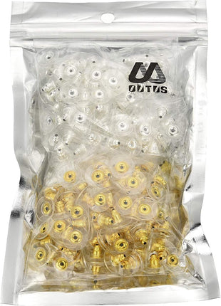 Outus 200 Pcs Earring Backs for Droopy Ears Backs Replacements Earring Backs for Heavy Bullet Clutch(Silver and Gold)