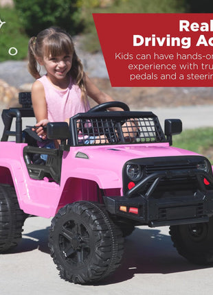Best Choice Products 12V Kids Electric Vehicle Toy Ride On Car with Parent Remote Control for Toddlers, Seat Harness, 61 lbs Weight Capacity, Locking Doors, Spring Suspension, Bluetooth - Pink