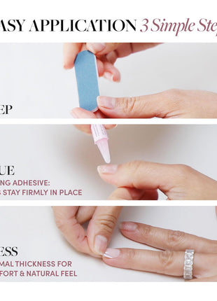 Glamnetic Press On Nails - Goal Digger | Glossy, Semi-Transparent, Short Round Nails, Reusable | 12 Sizes - 30 Nail Kit with Glue
