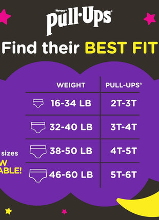 Pull-Ups Girls' Night-Time Potty Training Pants, Size 4T-5T Overnight Training Underwear (38-50 lbs), 52 Ct