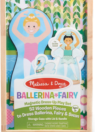 Melissa & Doug Ballerina And Fairy Magnetic Dress-Up Double-Sided Wooden Doll And Swan Pretend Play Set (52 pcs)