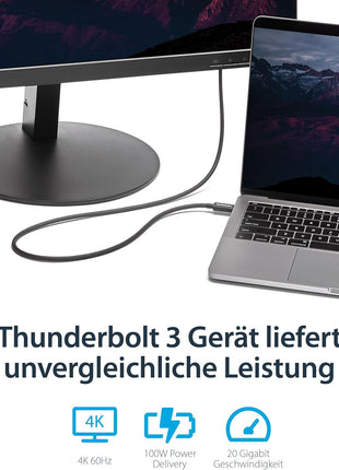 StarTech.com 1m (3.3ft) Passive Thunderbolt 3 Cable, 20Gbps, 100W PD, 4K Video, Thunderbolt Cable, Compatible with USB4/DP Alt Mode, Thunderbolt 4, USB 3.2/Type-C (TBLT3MM1M)