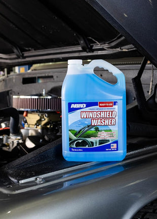 ABRO Windshield Washer Fluid Ready to Use Formula - 1 Gallon, Pre-Mixed, Streak-Free Cleanliness, 2-In-1 Removes Bugs & Tar
