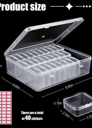 31Pcs Mini Bead Containers,Clear Diamond Art Storage Case, Plastic Craft Supply Case for Organizing,Rectangle Containers for DIY Bead Craft,Jewelry,Small Part