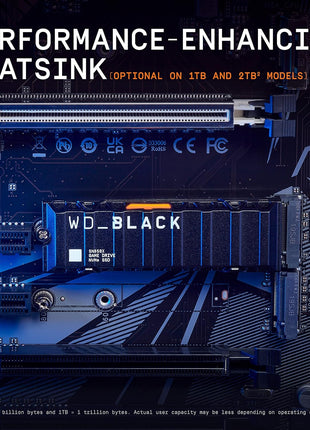 WD_Black SN850X 4TB NVMe SSD with Heatsink - M.2 2280, Up to 7,300 MB/s Read speeds, Up to 6,300 MB/s Write speeds, Gaming Expansion, High Performance Internal Solid State Drive - WDS400T2XHE
