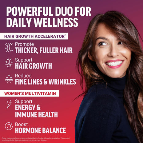 Force Factor Hair Growth Accelerator Capsules, Lustriva & Biotin + Women's Multivitamin, Multivitamin for Women