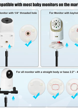Baby Monitor Mount, Universal Baby Monitor Stand Flexible Gooseneck Arm Super Crab Clamp Camera Crib Mount for Infant Optics DXR 8 DXR-8 Pro, Nanit Pro Smart Flex Stand and Most Baby Monitors