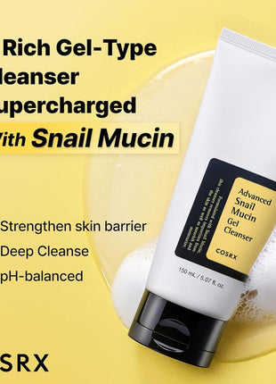 COSRX Snail Mutin Gel Cleanser, 5.1 fl oz (150 ml), Snail Cleanser, Cleanser, Face Wash, Foam Cleanser, Worried Skin, Dry Skin, Hydration, Moisturizing, Makeup Removal, Basic Cosmetics, Korean Cosmetics, Korean Skin Care