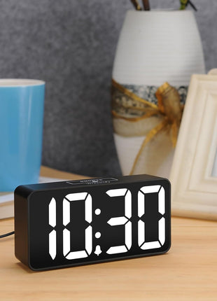 DreamSky Small Digital Alarm Clock for Bederoom, Large Big Numbers Display with Dimmer for Living Room, Electric Bedside Desk Clock with USB Charging Port, Adjustable Volume, USB C Adapter Powered