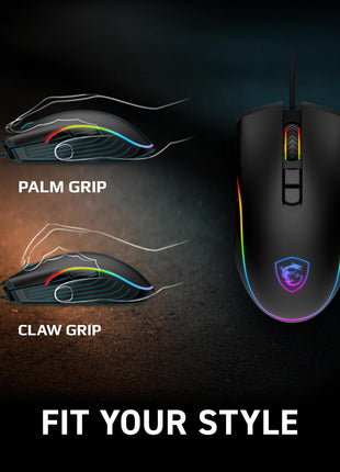 msi Forge GM300 Lightweight Gaming USB RGB Adjustable up to 7200 DPI Desktop Laptop Gaming Mouse,Black
