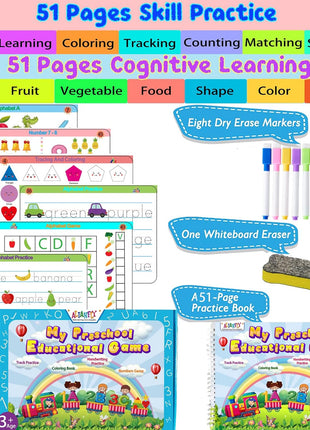 ALIANFLY Preschool Learning Activities Educational Workbook - Toddler Prek Montessori Handwriting Practice Activity Tracing Toys Busy Book for Kids, Autism Learning Materials and ABC Learning Book