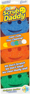 Scrub Daddy Color Sponges   Scratch Free Multipurpose Dish Sponges for Kitchen, Bathroom & Household Cleaning   Made with BPA Free Polymer Foam (3 Count)
