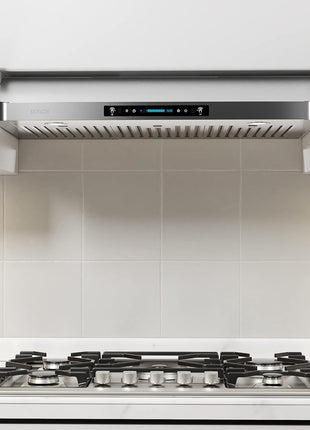 IKTCH 30 Inch Under Cabinet Range Hood with 900-CFM, 4 Speed Gesture Sensing&Touch Control Panel, Stainless Steel Kitchen Vent with 2 Pcs Baffle Filters(IKC01-30)