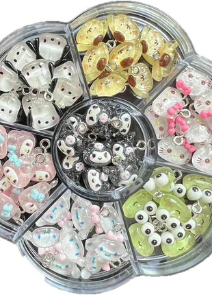 AJP 35PCS Mini Pendant Colorful Cartoon Resin Charms for Jewelry Making DIY Ornament - Cute Kitty Shape for Craft Bracelet Necklace Earrings
