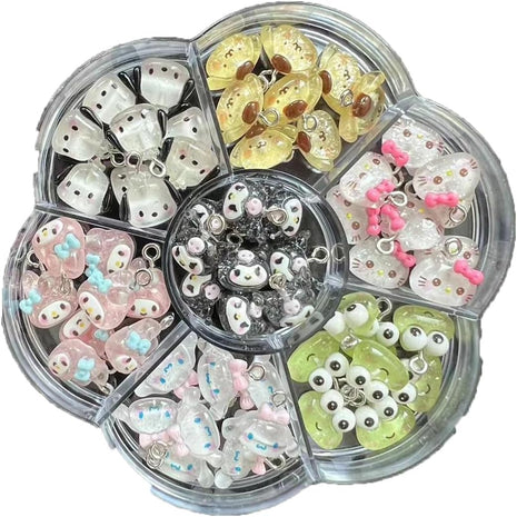 AJP 35PCS Mini Pendant Colorful Cartoon Resin Charms for Jewelry Making DIY Ornament - Cute Kitty Shape for Craft Bracelet Necklace Earrings