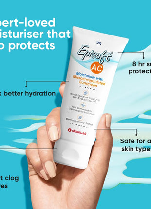 Episoft Ac Lightweight Moisturizer With Microencapsulated Spf 30 Sunscreen|Acne Safe|All Skin Types|Paraben & Fragrance Free|Dermatologist Prescribed|Suitable For Men & Women's|125Gm,1 Count