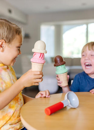 Melissa & Doug Scoop and Stack Ice Cream Playset, Magnetic Wooden Toys & Pretend Play Kitchen Accessories, Preschool Learning Toys for Girls & Boys 3+ - FSC Certified