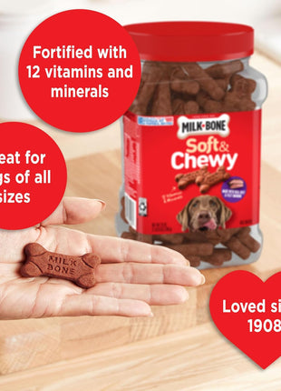 Milk-Bone Soft & Chewy Dog Treats, Beef & Filet Mignon Recipe, 25 Ounce