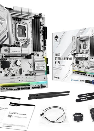 ASRock B860 Steel Legend WiFi 6E LGA1851 Intel Core Ultra (Series 2) DDR5 8666+ (OC) MHz 256GB M.2 ATX Motherboard Thunderbolt SATA3 6.0 Gb/s PCIe 5.0 2.5G LAN HDMI DisplayPort BIOS Flashback
