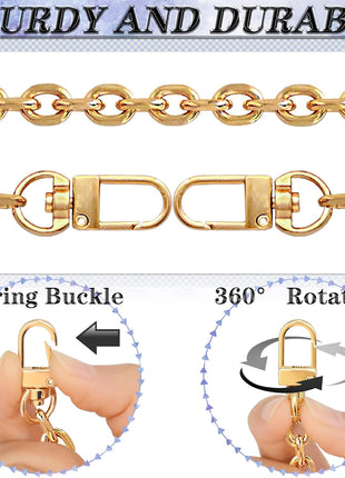 4 Pcs Different Size Purse Chain Strap Cross body Chain Strap Replacement Chain for Handbag Shoulder Bag Purse(15.7/23.6/31.5/47.2 Inches-O chain 0.28 Inch, Gold)