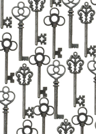 Aokbean Mixed Set of 30 Large Skeleton Keys in Antique Bronze - Set of 30 Keys