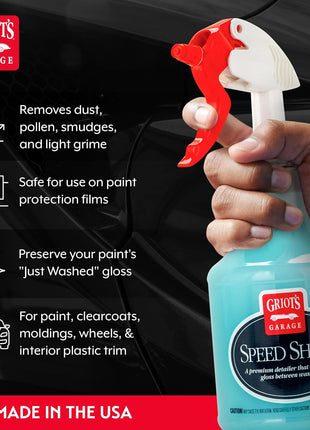 Griot's Garage Speed Shine for Car Detailing, Quick Detailer for All Exterior Surfaces, Trim and Wheels, Provides a Glossy Finish, 11146, 35 oz