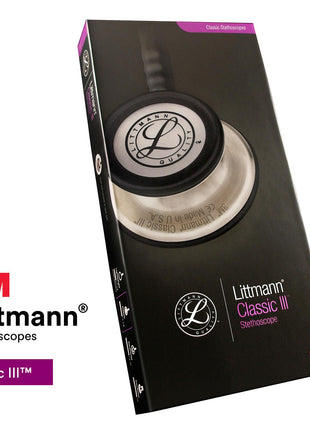 3M Littmann Classic III Monitoring Stethoscope, 5803, More Than 2x as Loud, Weighs Less, Stainless Steel Black Finish Chestpiece, 27 inch Black Tube, Stem and Headset