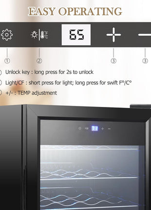 Garvee Wine Fridge 28-bottle, Wine Cooler Refrigerator, Stainless Steel Cabinet Temperature Control 40-66°F Mini Wine Cellar for Home, Office, Bar