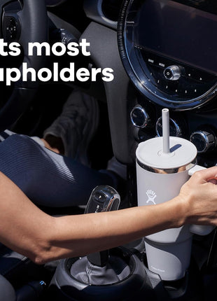 Hydro Flask Travel Tumbler with Handle, Lid and Straw - Insulated Stainless Steel in 40 Oz Black