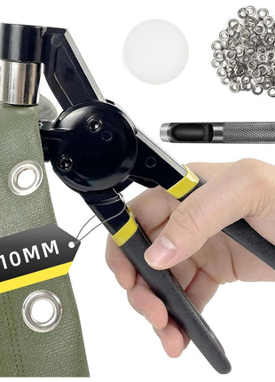HAPDEN Grommet Tool Kit, 3/8 inch Handheld Eyelet Kit Manual Grommet Press Machine with 500 pcs 10 mm Grommets