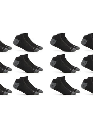 Fruit of the Loom Men's Dual Defense Low Cut Socks (12 Pack), Black, Medium (6 - 12)