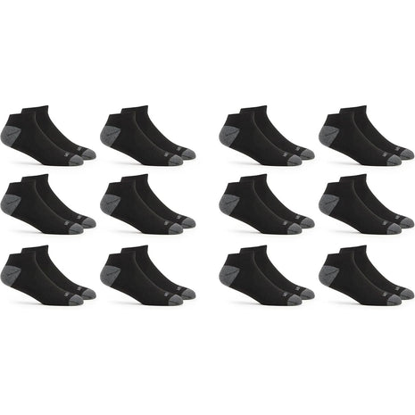 Fruit of the Loom Men's Dual Defense Low Cut Socks (12 Pack), Black, Medium (6 - 12)