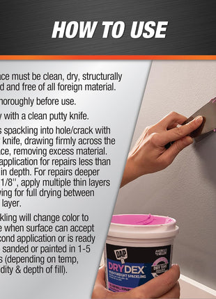 DAP DryDex Dry Time Indicator Spackling, Pink/White, 32 Oz (7079812330)